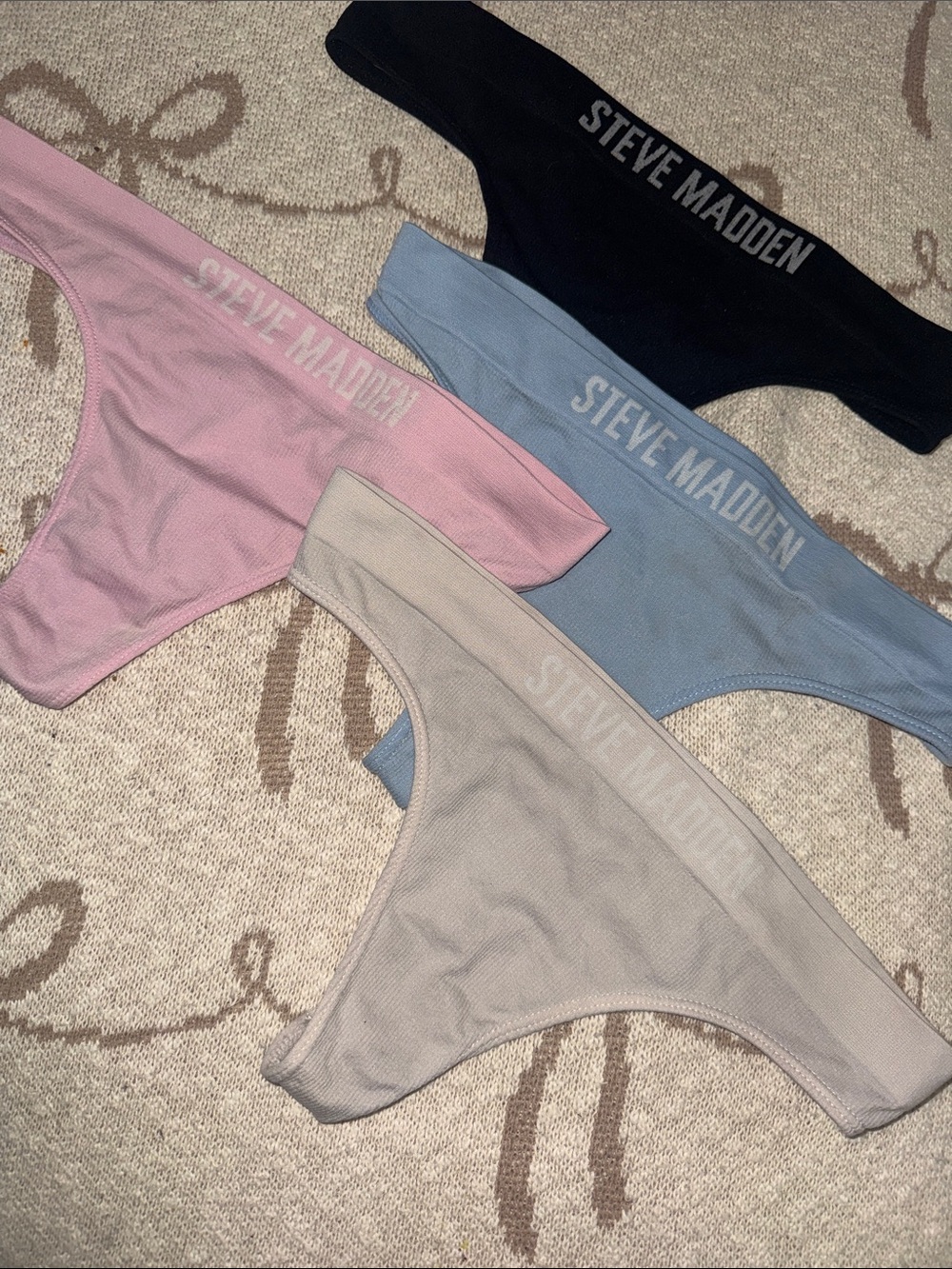 Steve Madden Thong Set in Black, Pink, Blue, and Beige